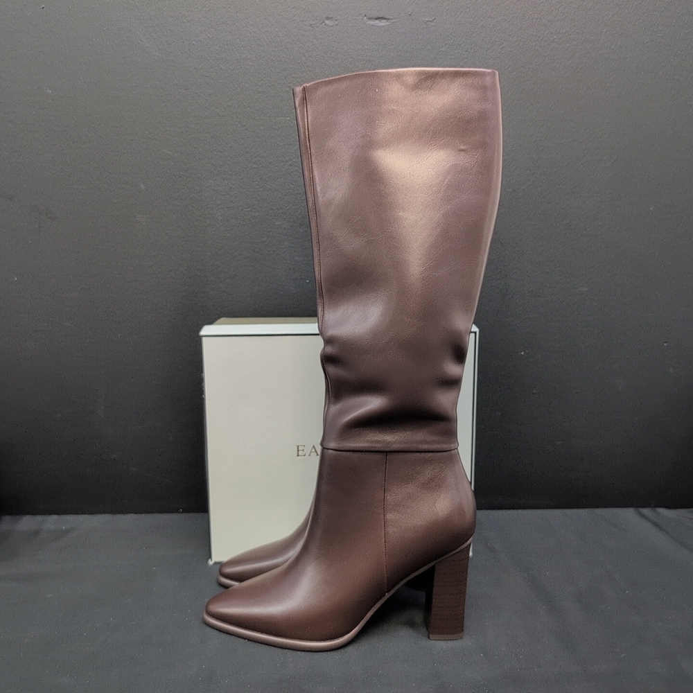 Easyfox Chunky Heel Pointed Toe  Knee High Boots Women's US 8.5 Chocolate